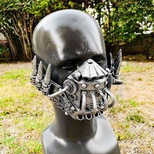 Silver Steampunk Bullet Jaw Halloween Mouth Masquerade Burning Man Party Mask